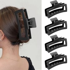 4 Pack 5" Black Extra Large Hair Claw Clips For Thick  Long Hair Non-slip Women