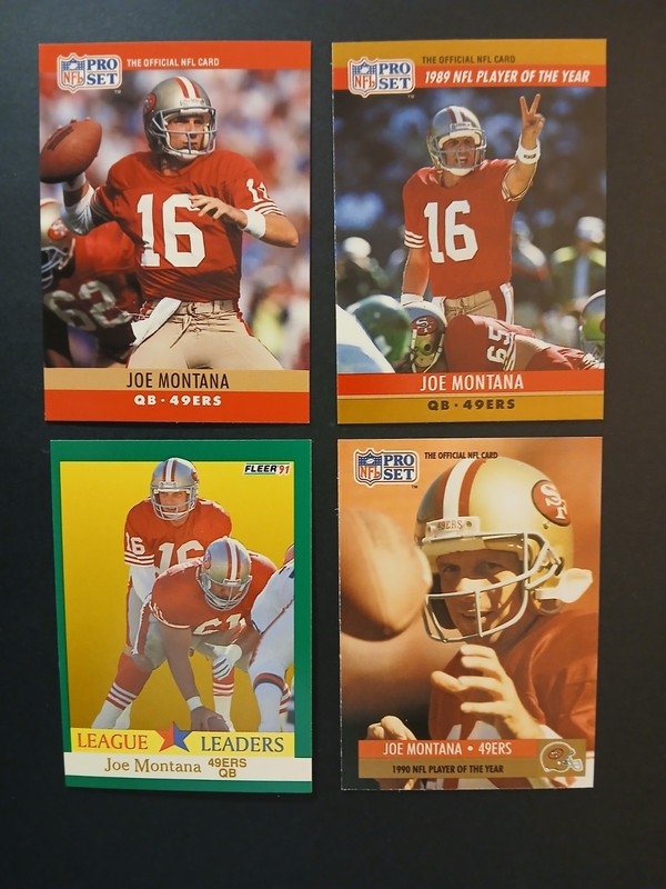 Lot of (4) Joe Montana - Fleer + Pro Set - San Francisco 49ers