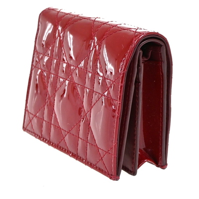 CHRISTIAN DIOR Cannage Mini Lady Dior Gardenia Wallet Patent