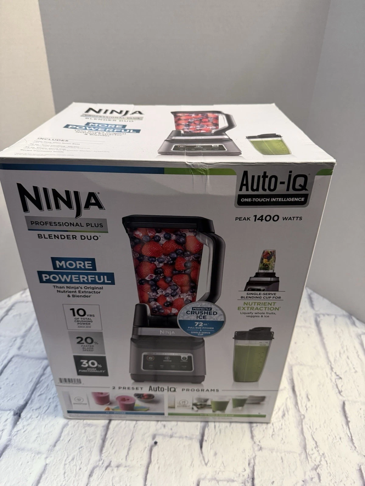 NINJA PROFESSIONAL PLUS BLENDER DUO WITH AUTO IQ - MODEL BN750, 1400 Watts
Opens in a new window or