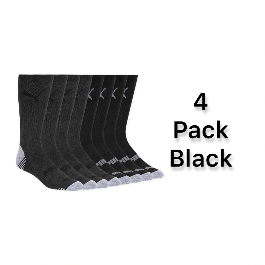 Puma Men's Crew Sock Cool Moisture Wicking Arch Support White/Black 4