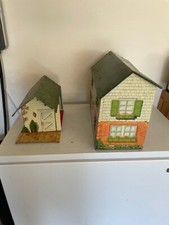 Vintage Marx Tin Doll House Metal Litho 2 Story Colonial 5 Rooms       d4 