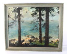 Antique Acadia National Pk Schoodic Point Seacape Oil Painting Signed Joyce Raye