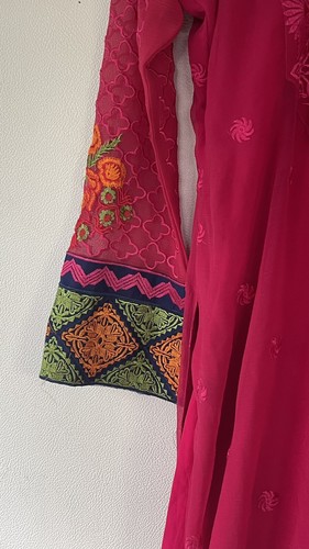 NWOT Embroidery chiffon Shalwar kameez Party Wear Dress Large - Picture 4 of 12