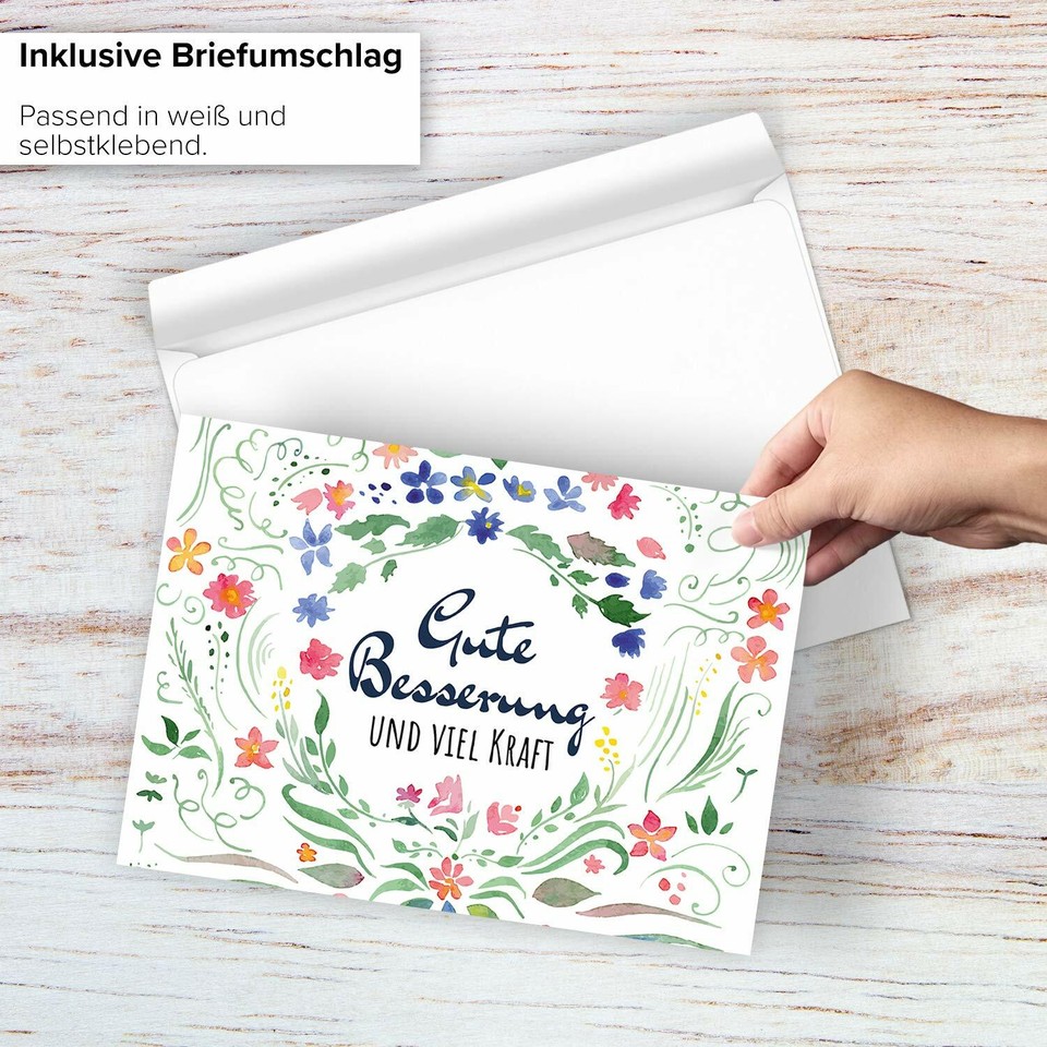 XXL Genesungskarte A4 – "Herz Aus Blumen", Mit Umschlag