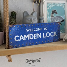 Welcome to Camden Lock metal sign. 3 Sizes London market replica city uk holiday