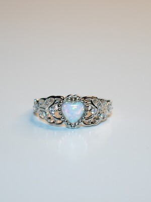 925 Sterling Silver Ring Heart Opal Ring Jewelry For Woman Small and Exquisite