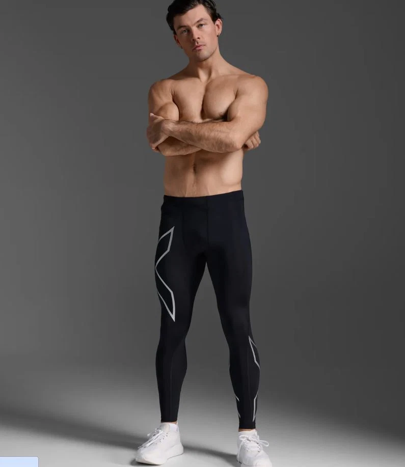2XU Mens Compression Long Tights - Black/Silver - Image 2 of 4