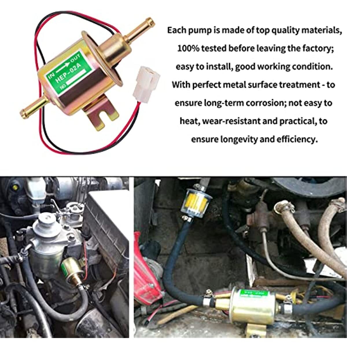 12v Electric Fuel Pump Universal 12V Electric Inline Fuel Pump - For Lawn Mowers, Small Engines, Gas/Diesel Inline Fuel Pump 12 V - Foto 5