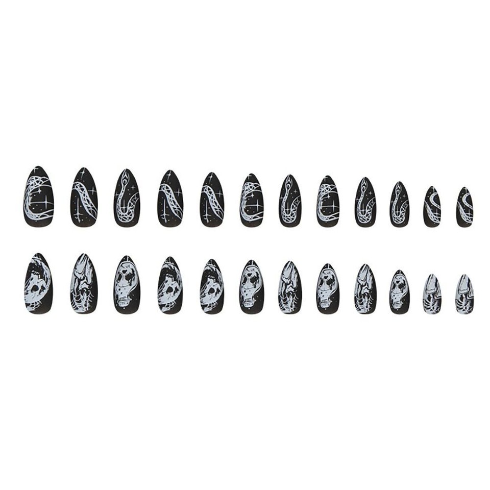 24pcs Detachable Halloween Skull Fake Nails Press on Nails Halloween eBay