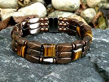 Magnetic Copper Therapy Hematite Bracelet Anklet Brown Tigers Eye 3 row