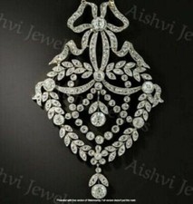 4.20Ct Diamond Antique Wedding Victorian Edwardian Pendant 14K White Gold Over