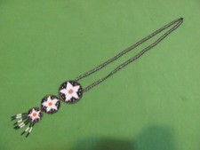Vintage Native American Seed Beaded Triple Medallion Necklace