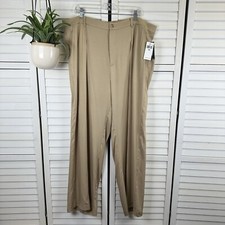 New Lauren Ralph Lauren Beige Pleated Front Twill Wide Leg Pants Plus Size 18 W