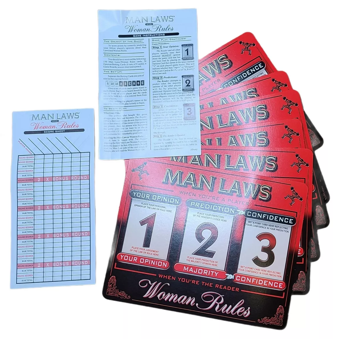Man Laws and Woman Rules Adult Converse Game Boards Score Sheets Instructions