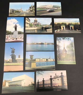 Lot of 11 Diff 1970s USSR Russia Leningrad Postcards CCCP Aurora Art Publishers