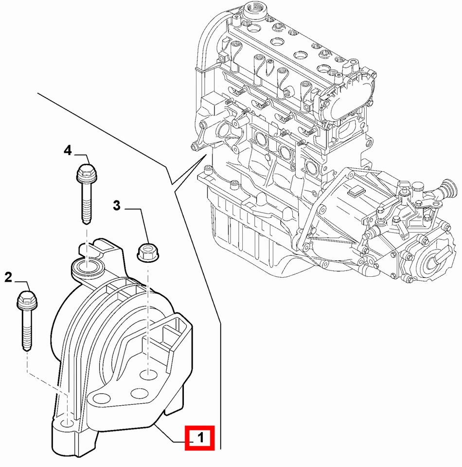 SUPPORTO MOTORE LATO DESTRO ORIGINALE ALFA GIULIETTA 1,4 120 CV BZ GPL 50521307 - Image 4 of 4