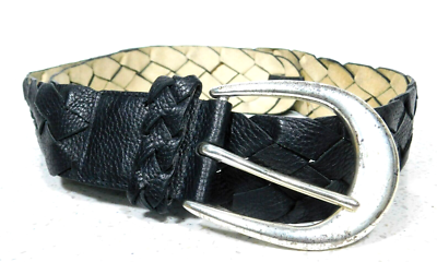 Michael Kors Black Braided Belt with Silver Buckle Michael Kors Belt Black Braided Leather Wide Charms Silver  main image 4