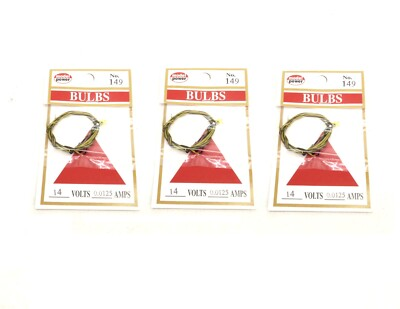 #ad Model Power No.149 Amber Grain of Rice Bulbs 3 Pack 9 bulbs 14V $3.95