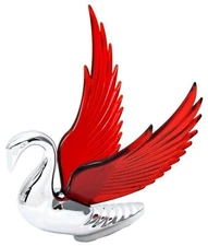 Hood Ornament Lighted Swan Bugler Windrider Red Wings Chrome 7.5" GG#48099