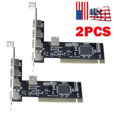 2X PCI 32bit to 4+1 ports USB2.0 Expansion Controller Card PCI 5x USB2.0