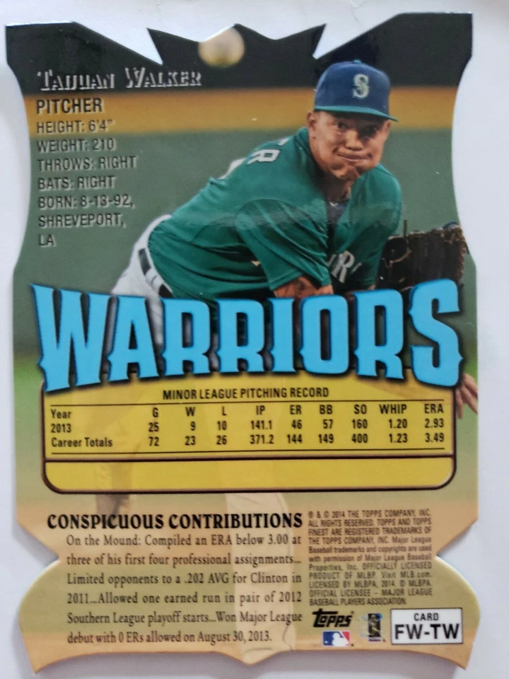 2014 TOPPS FINEST TAIJUAN WALKER BLUE DIECUT CARD# FW-TW - Image 3 of 4