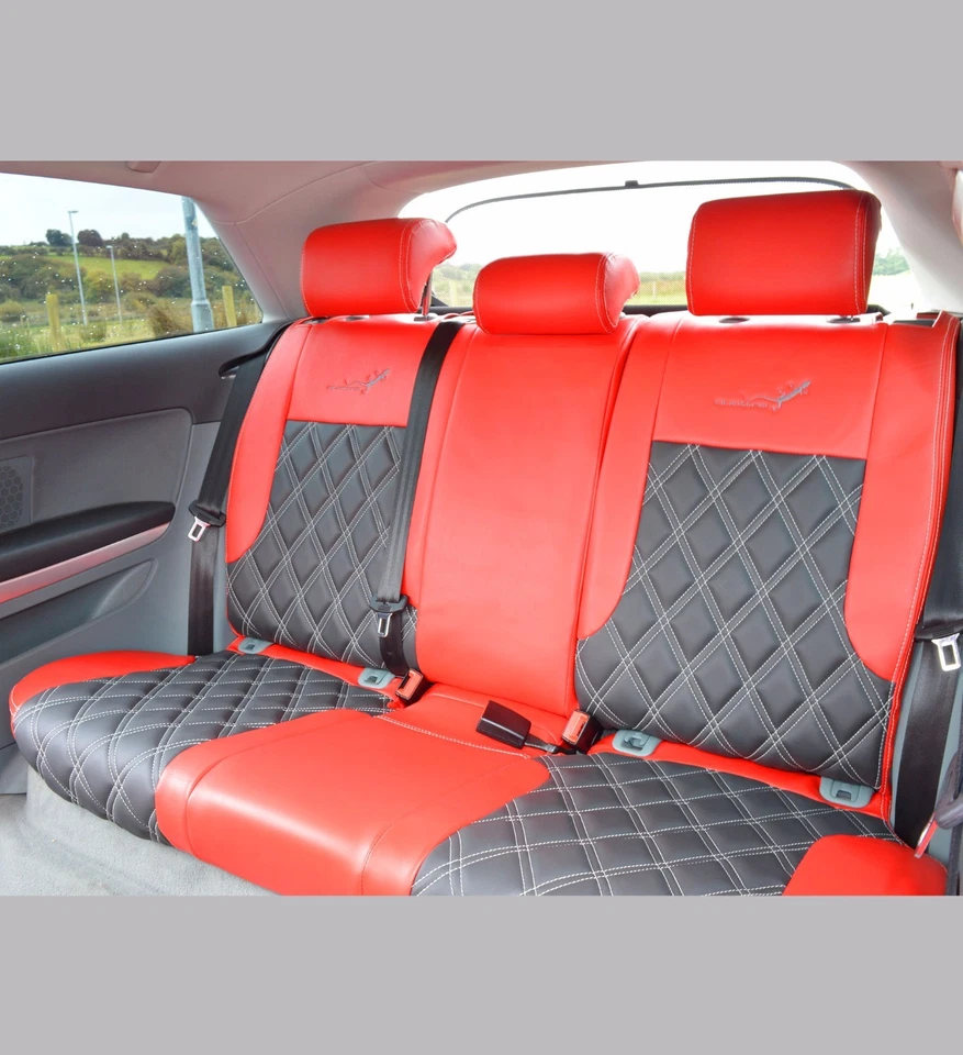 Capas de assento de carro sob medida de diamante AUDI A3 S Line / Quattro - Vermelho e carvão - Imagem 3 de 4