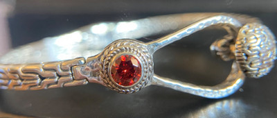 Sarda,Bali Made,Beautiful,  Red Velvet Moissanite /Sterling Latch Bracelet-3 Szs