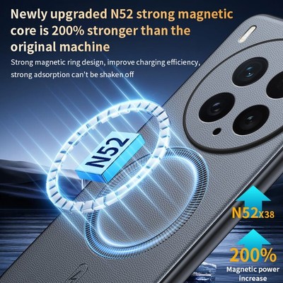 For vivo X200 Ultra, Magnetic Wireless Charge Phone Case PU Leather Shockproof
