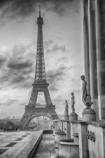 View Of Eiffel Tower From Palais de Chaillot B&W Monochrome Poster 12x18