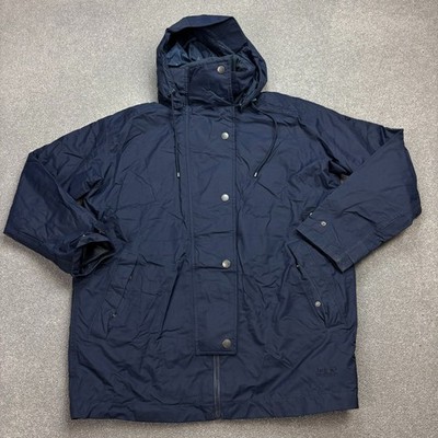 Jack Wolfskin Jacket Womens Large Blue Parka Hood Lined Outdoor Rain Coat Lady