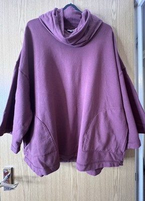 Damen Threads For Thought Burgunderrot Rollkragen Tasche Oversize Sweatshirt XL 20