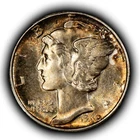 1940 10c Silver Mercury Dime - PQ Rainbow Toning - BU - SKU-Z6239