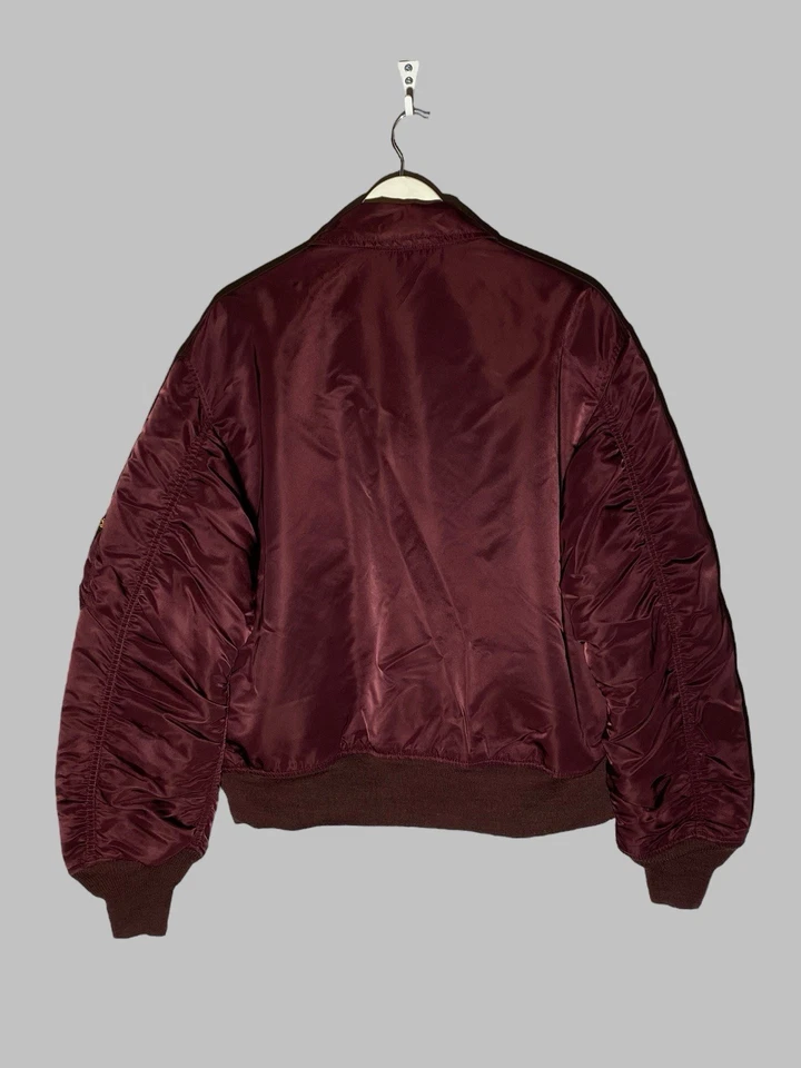 Vintage Alpha Industries CWU 45 Flyers Bomber Jacket Burgundy Nylon Men’s Large - Image 2 of 4