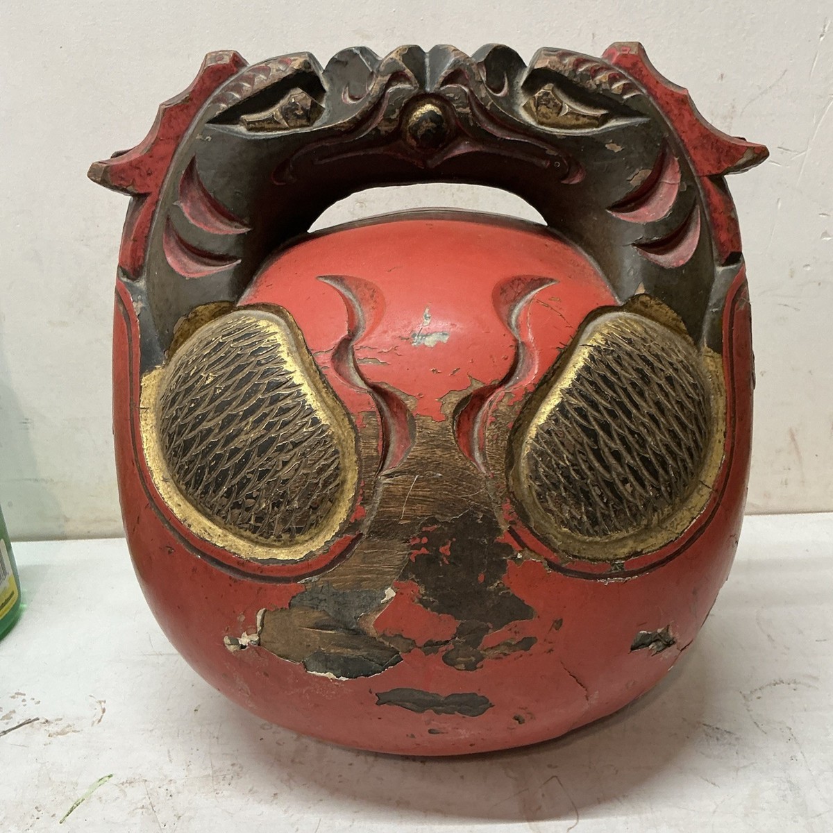 Mokkhu・vintage Large Antique Japanese Buddhist Mokugyo Temple Wood Block Dragon