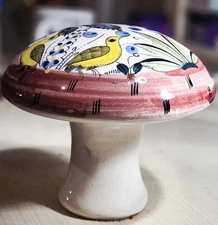Vintage Ceramic Tonala Mushroom Mexican Folk Art Pottery Hand-painted Original