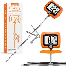 Digital Candy Thermometer with Pot Clip, Deep Fry Oil Thermometer with Rotata...