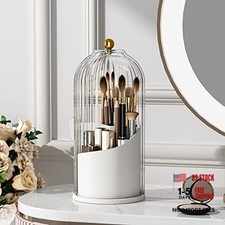 Makeup Brush Holder with Lid 360 Rotating Clear Dustproof Make Up Transparent