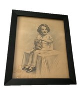 Antique Georgian Ebony Framed Silk Portrait Of A Girl 
