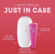 Just In Case Pure Romance Limited NEW SEALED Case Charges & Sanitizes Bullet Toy