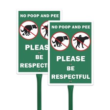 "No Poop Dog Signs - 2 Pack Yard Lawn Puppy Signs with Metal Stakes"