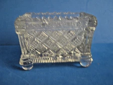 BOSTON & SANDWICH OBLONG CLEAR PRESSED GLASS LACY MASTER OPEN SALT CELLAR,SD-12
