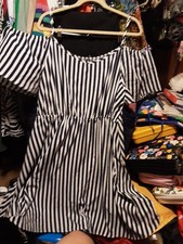 4xl Shein Curve, Vertical Black And White Dress, Off The Shoulder Sleeves