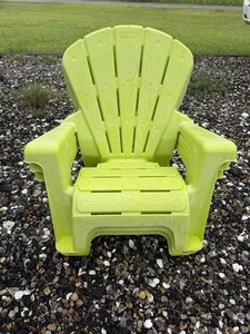Green Plastic Adirondack Chair, Outdoor Patio Stackable, 1-Seater