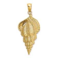 14k Yellow Gold 2-D Common Wentletrap Shell Pendant