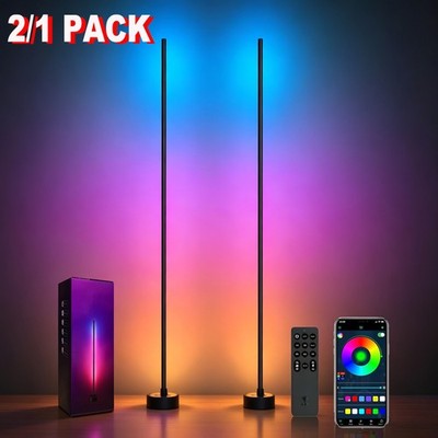 Smart RGBIC LED Corner Floor Lamp with Remote & App 1500 Lumens Music Sync Light