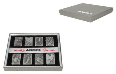 8 x Angel Benzin Feuerzeug Spinnen Skorpion 5,5cm Metall Geschenketui