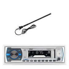 Pyle Bluetooth Marine Receiver with Black Long Range AM/FM Radio Antenna