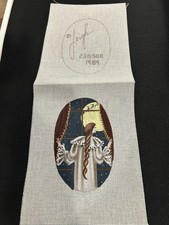 Leigh Hand Painted Needlepoint Canvas Girl Looking At Santa Flying