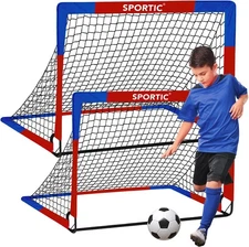2 Pack 4' x 3' Soccer Goal Net Set, Pop Up Kids Practice Red and Blue 